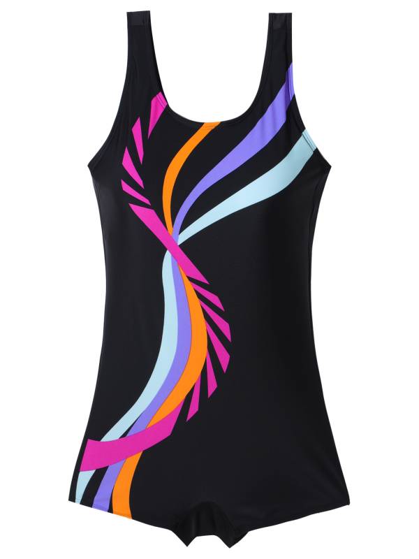 Women U Neck Sleeveless Removable Pads One-piece Swimsuit thumb
