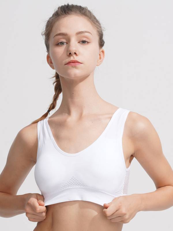 Women Seamless Mesh Sport Bra with Removable Pad for Workout Yoga thumb