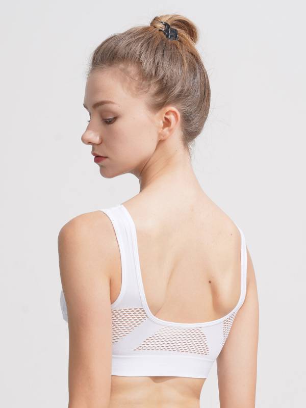 Women Seamless Mesh Sport Bra with Removable Pad for Workout Yoga thumb
