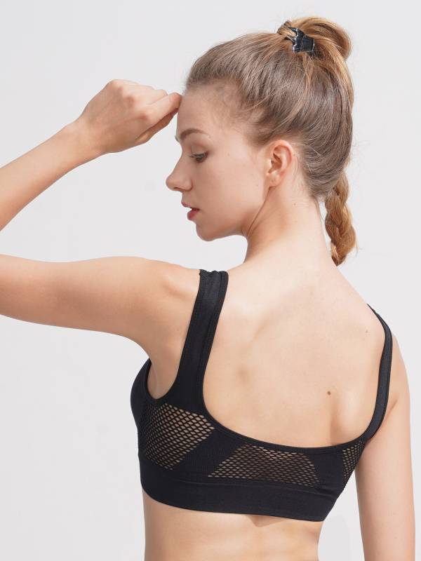 Women Seamless Mesh Sport Bra with Removable Pad for Workout Yoga thumb
