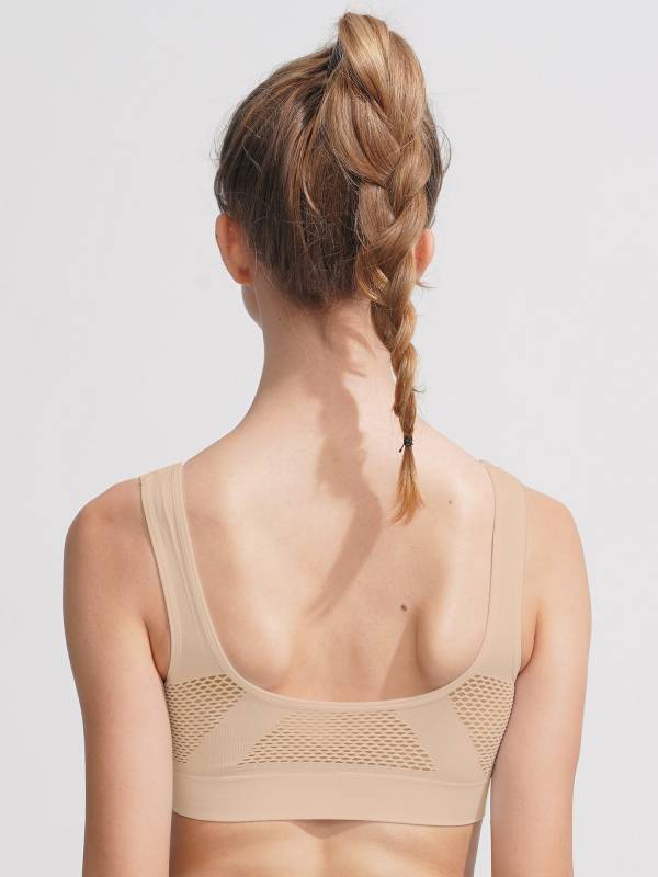 Women Seamless Mesh Sport Bra with Removable Pad for Workout Yoga thumb