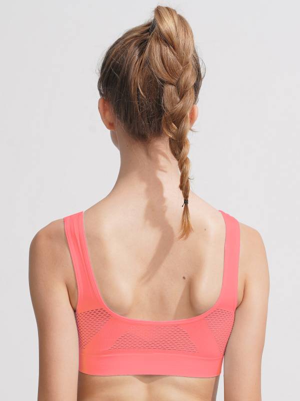 Women Seamless Mesh Sport Bra with Removable Pad for Workout Yoga thumb