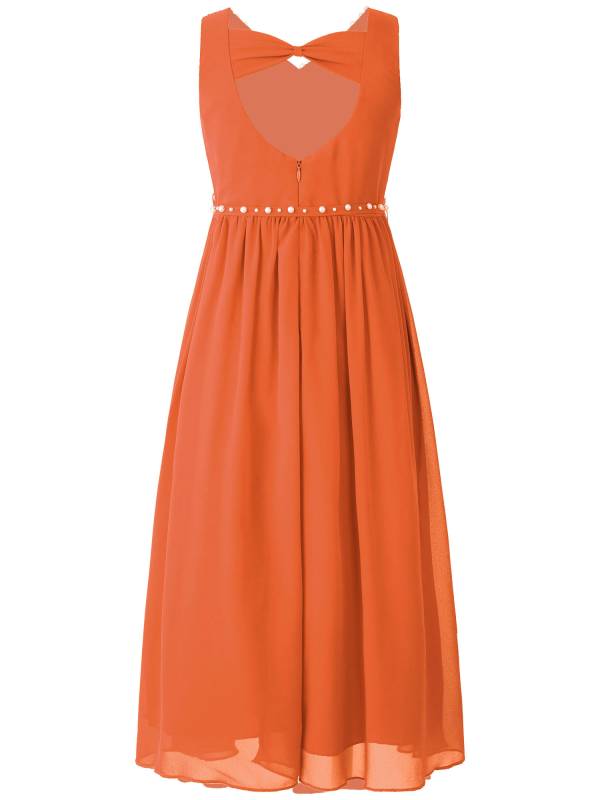 Kids Girls Beaded V Neck Chiffon Party Dress thumb