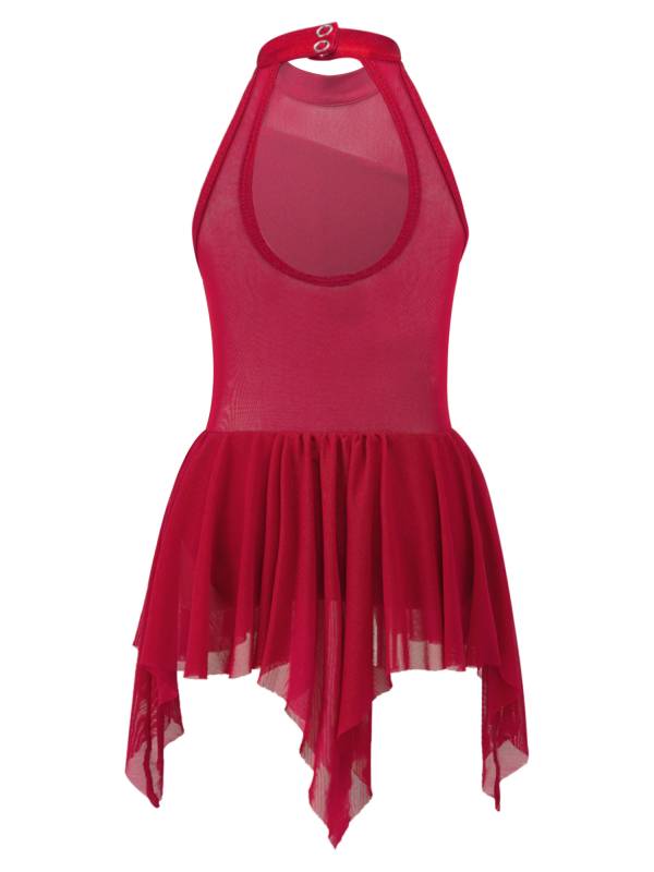 Kids Girls Sleeveless Sequins Leotard Dress for Lyrical Dance thumb