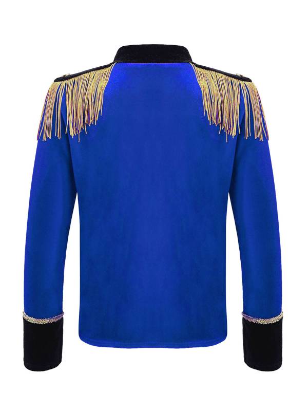 Kids Boys Velvet Drum and Trumpet Team Front Button Tassel Coat thumb