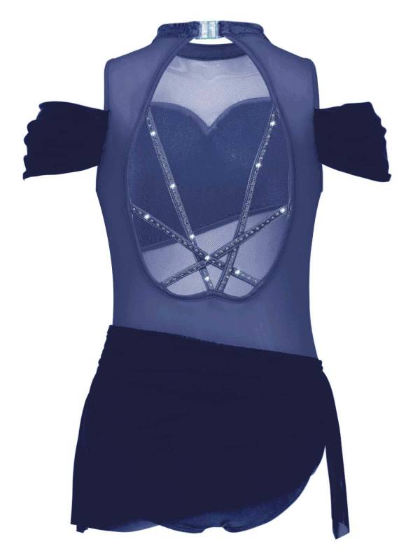 Kids Girls Sleeveless Cold Shoulder Rhinestone Lyrical Dance Leotard thumb