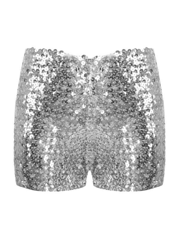 Kids Allover Sequins Solid Color Jazz Dance Shorts thumb