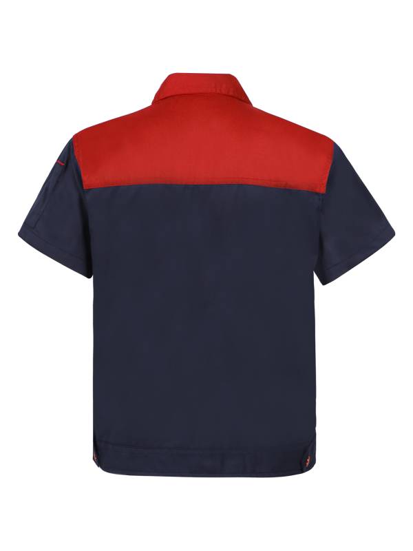 Men Color Block Short Sleeve Work Shirt Mechanic Uniform Costume thumb