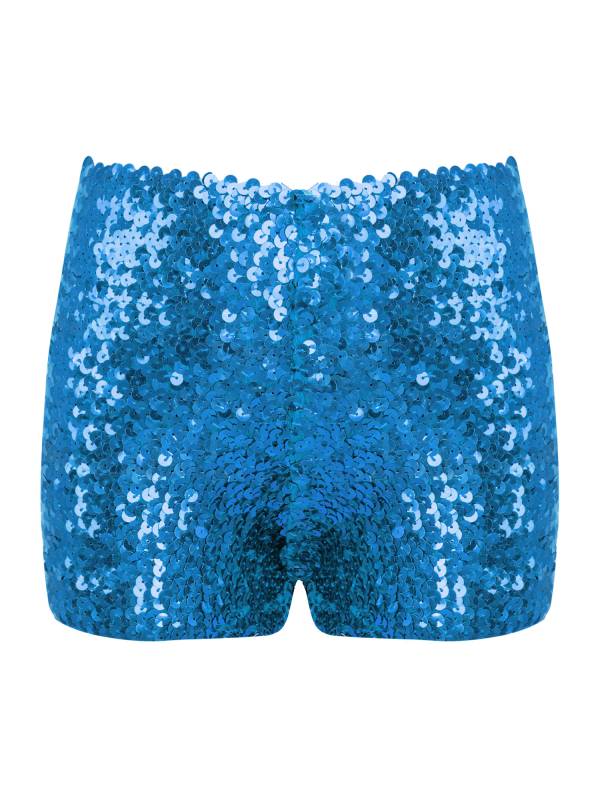 Kids Allover Sequins Solid Color Jazz Dance Shorts thumb