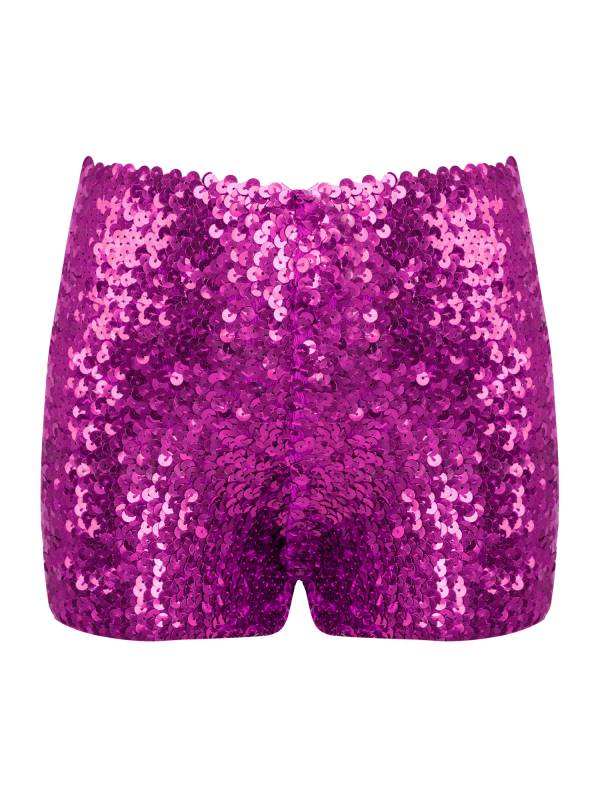 Kids Allover Sequins Solid Color Jazz Dance Shorts thumb