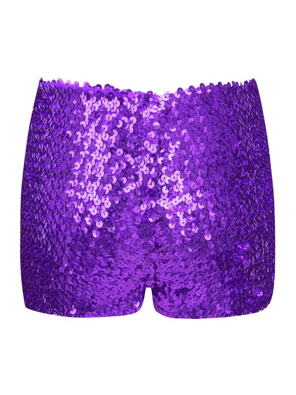 Kids Allover Sequins Solid Color Jazz Dance Shorts thumb