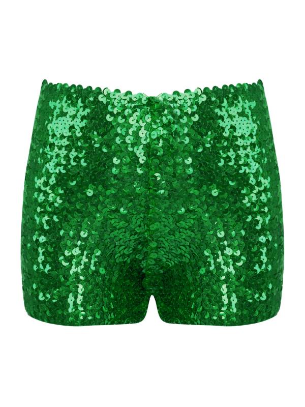 Kids Allover Sequins Solid Color Jazz Dance Shorts thumb