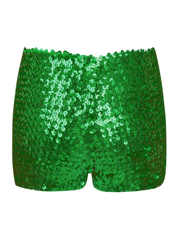 Kids Allover Sequins Solid Color Jazz Dance Shorts thumb