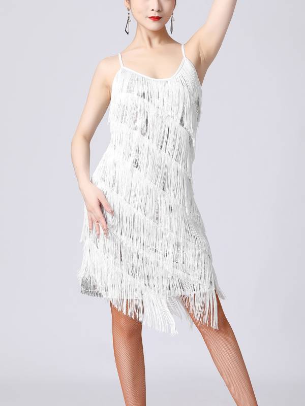 Women Sequins Fringed Latin Samba Dance Dress thumb