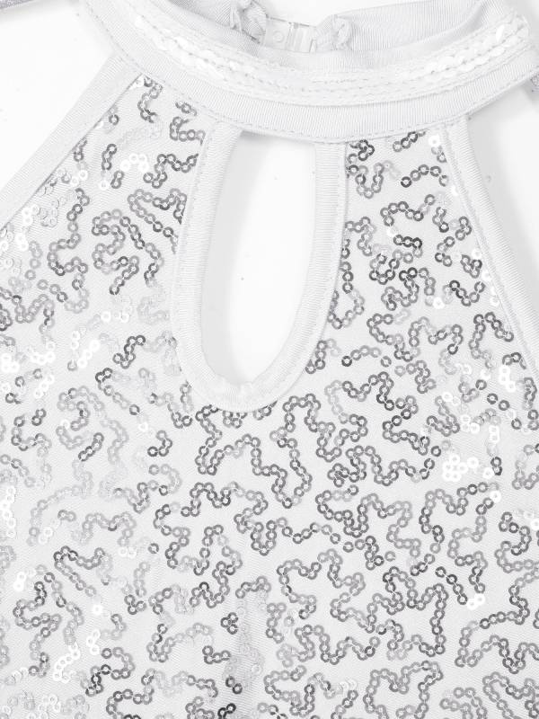 Kids Girls Sleeveless Sequins High Low Lyrical Dance Dress thumb