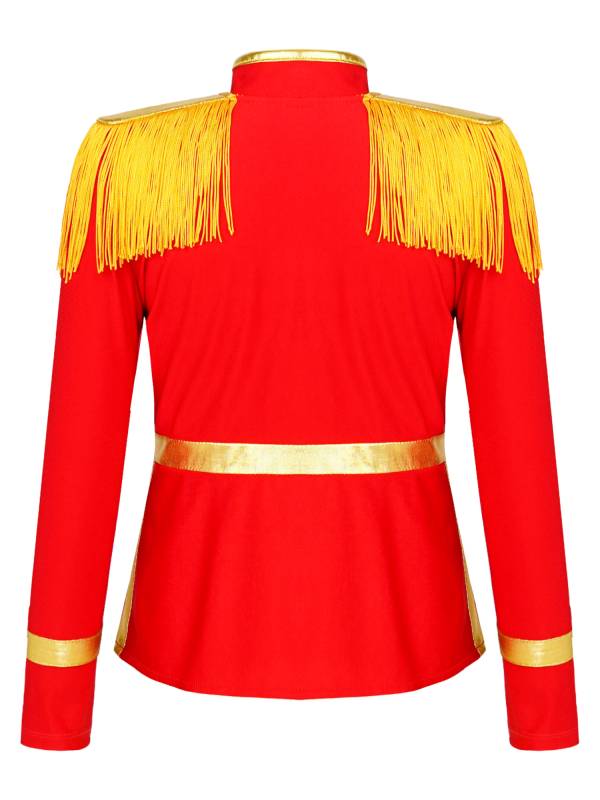 Kids Girls Long Sleeve Front Zip Tassels Circus Ringmaster Costume Coat thumb