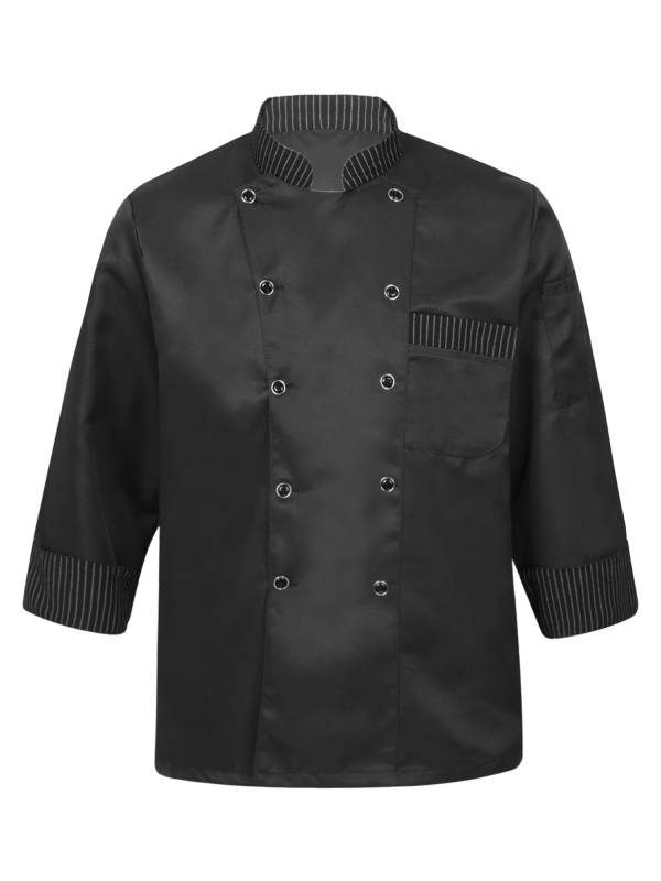 Men Long Sleeve Button Down Pocket Chef Coat thumb