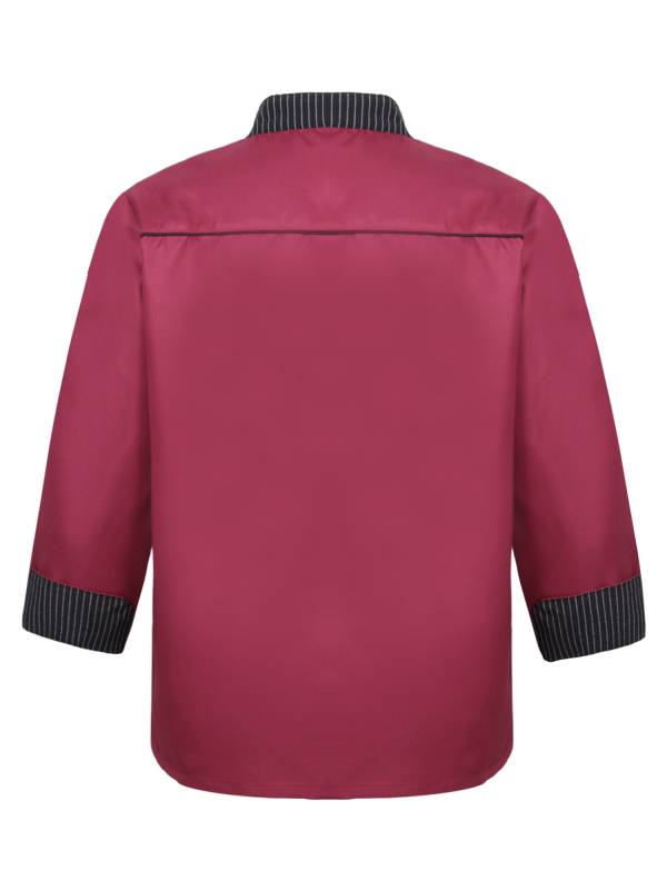 Men Long Sleeve Button Down Pocket Chef Coat thumb