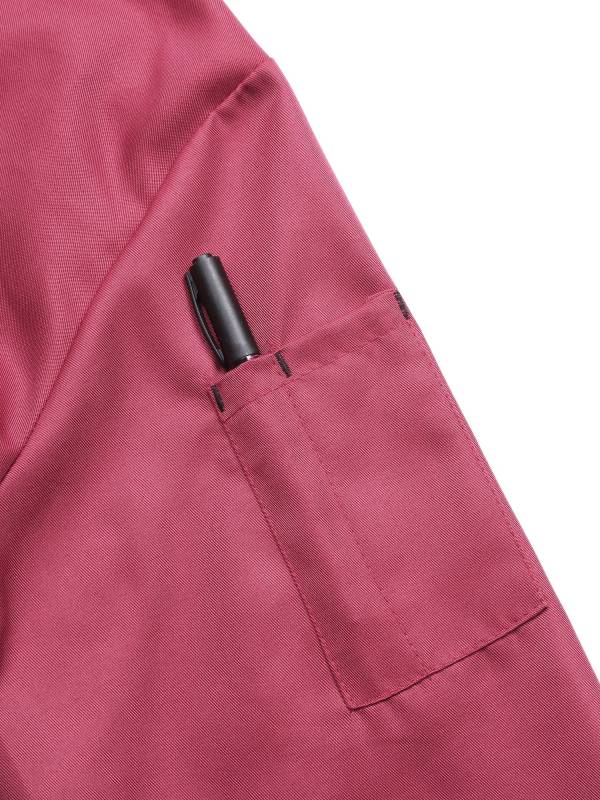 Men Long Sleeve Button Down Pocket Chef Coat thumb