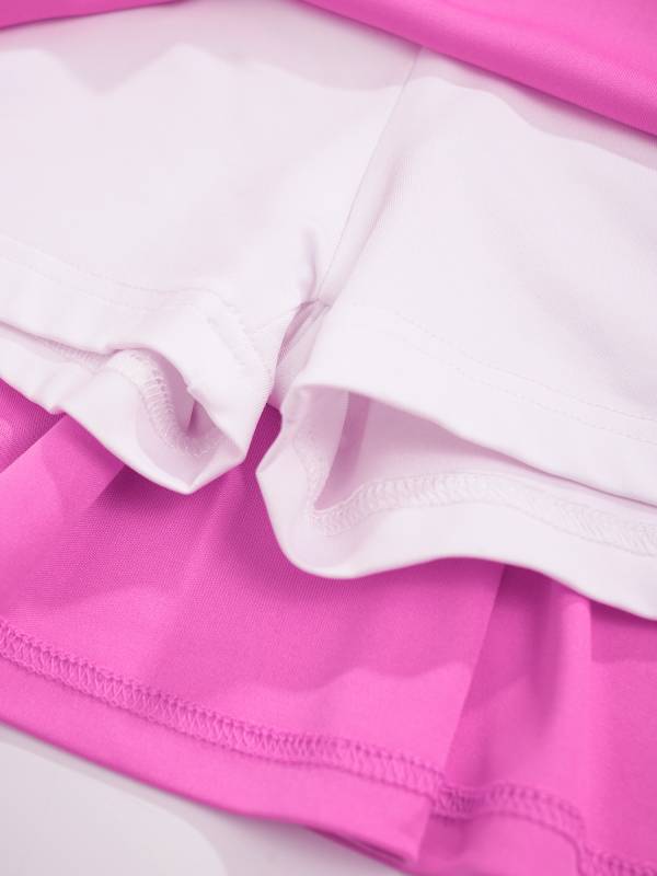 Kids Girls Solid Color High Waist Pleated Tennis Skirt thumb