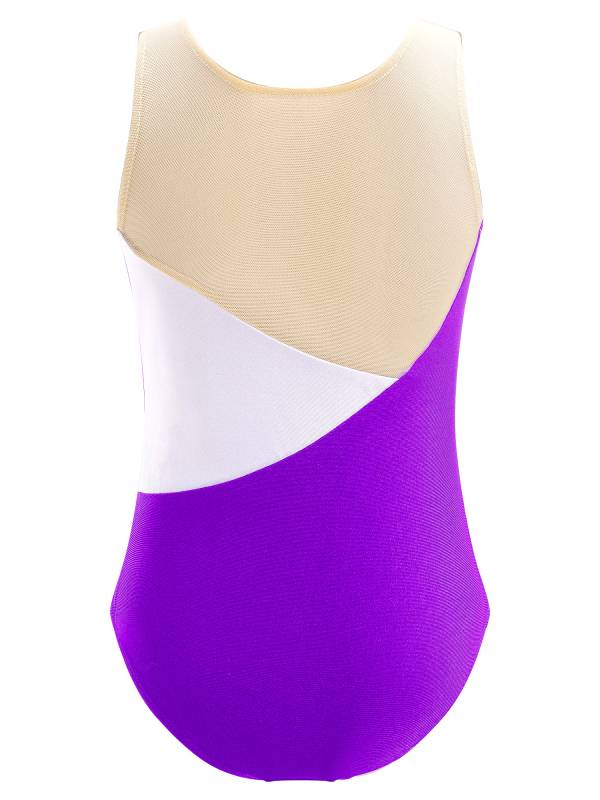 Kids Girls Sleeveless Glittering Sequins Gymnastics Skating Leotard thumb