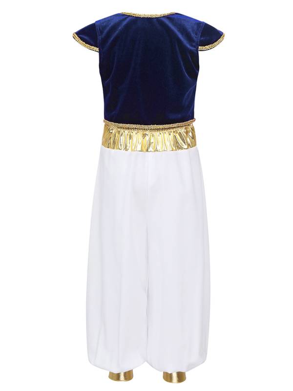 Kids Boys Arabian Prince Costume Outfit Waistcoat with Pants Set thumb