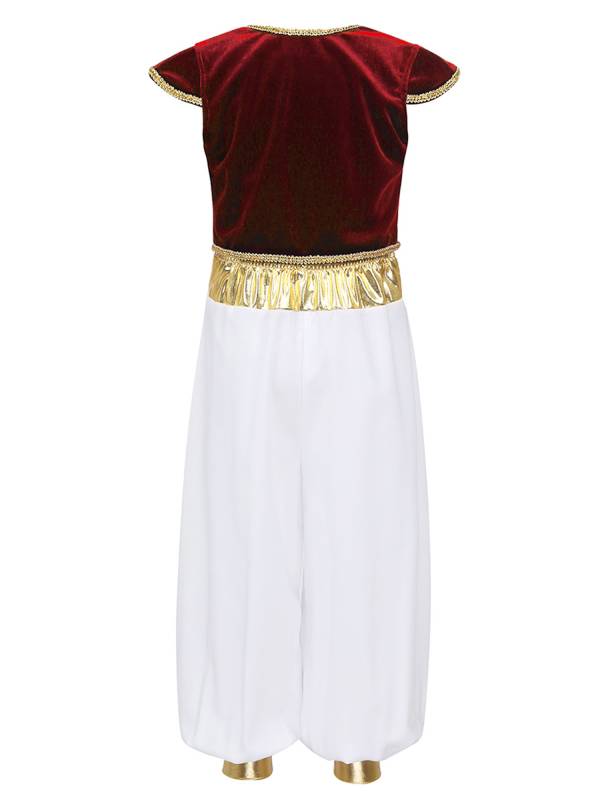 Kids Boys Arabian Prince Costume Outfit Waistcoat with Pants Set thumb
