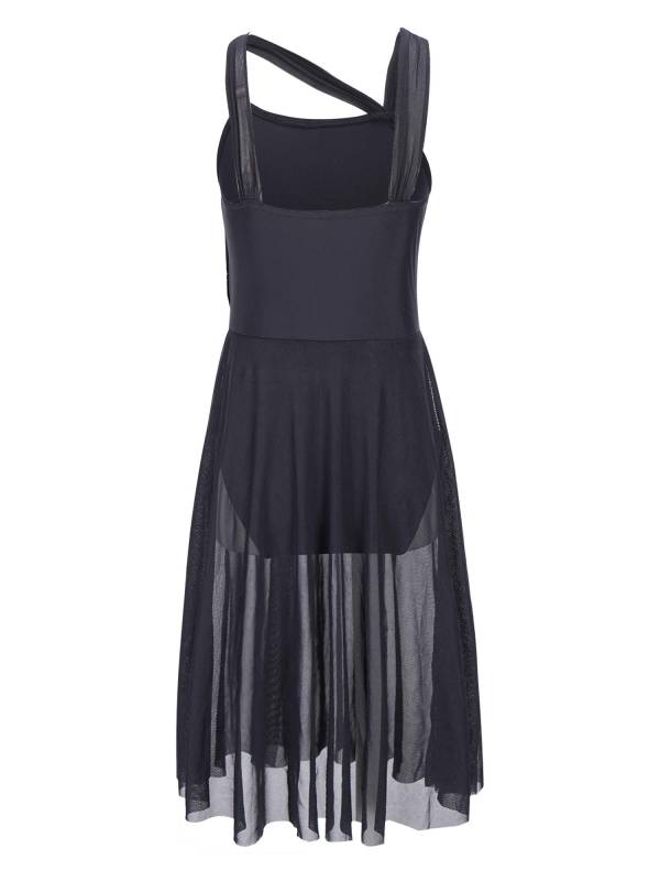 Kids Girls Sleeveless Color Block Lyrical Dance Leotard Dress thumb