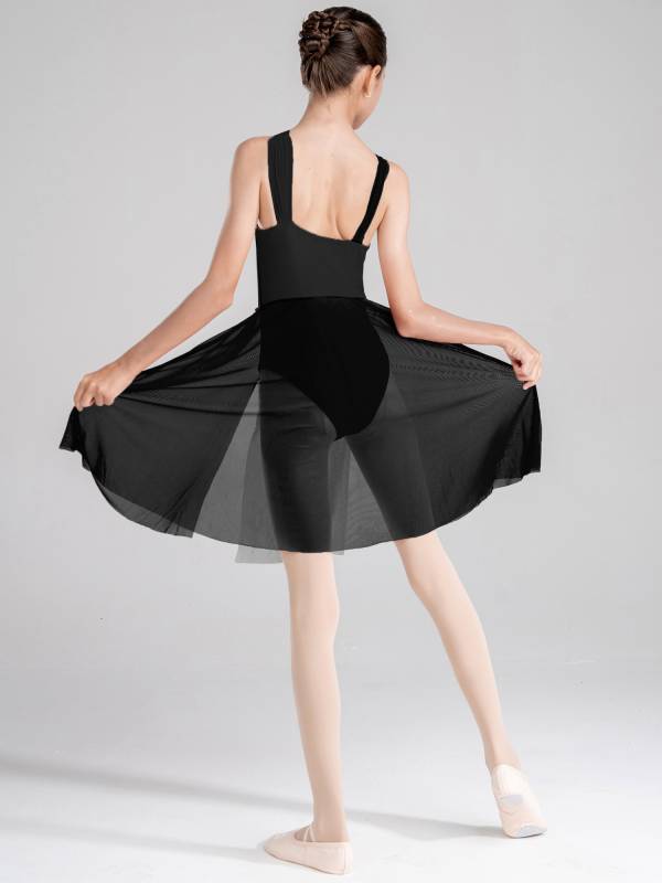 Kids Girls Sleeveless Color Block Lyrical Dance Leotard Dress thumb