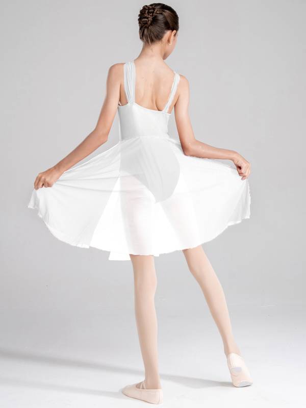 Kids Girls Sleeveless Color Block Lyrical Dance Leotard Dress thumb