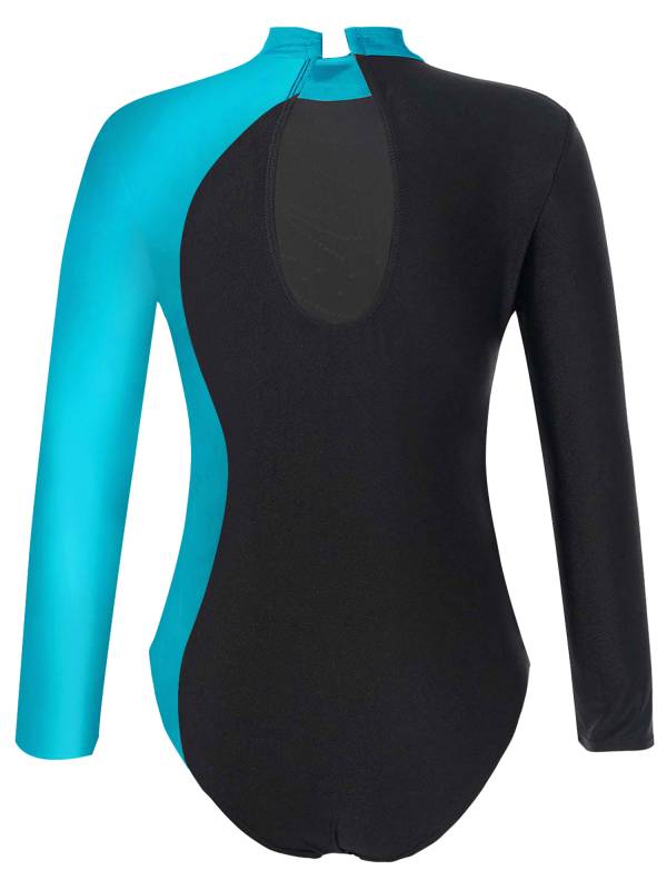 Kids Girls Long Sleeve Keyhole Back Gymnastics Leotard thumb