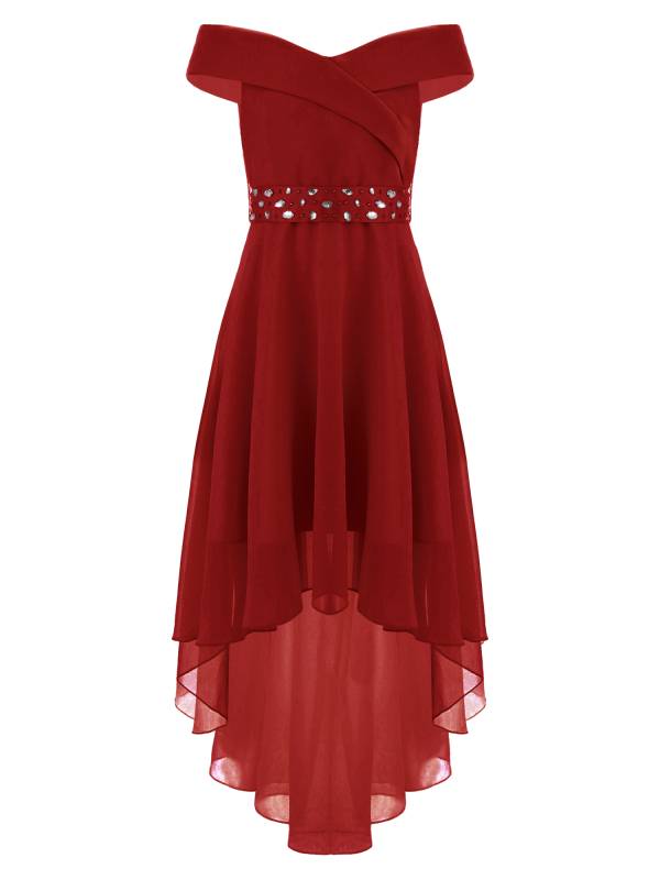 Kids Girls Off-Shoulder High-Low Dress thumb