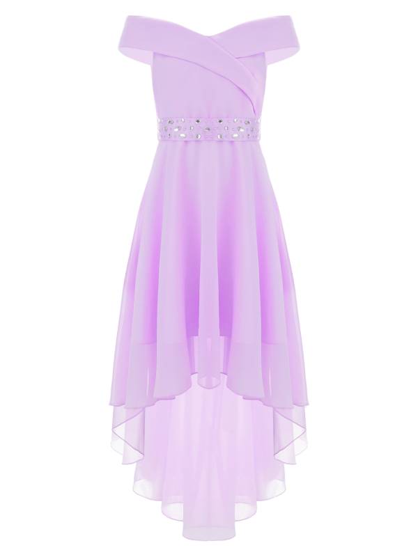 Kids Girls Off-Shoulder High-Low Dress thumb