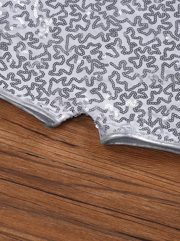 Kids Girls Sequin Jazz Dance Leotards One Shoulder Gymnastic Leotard thumb