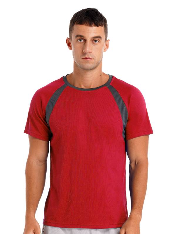 Men Quick-Drying Short Sleeve Breathable Round Neck Sports T-Shirt thumb