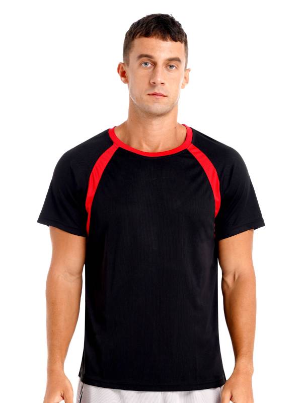Men Quick-Drying Short Sleeve Breathable Round Neck Sports T-Shirt thumb