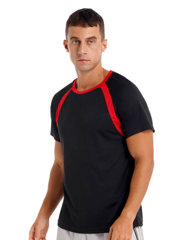 Men Quick-Drying Short Sleeve Breathable Round Neck Sports T-Shirt thumb