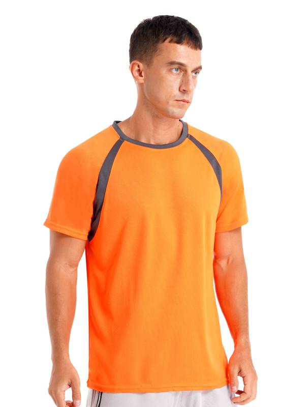 Men Quick-Drying Short Sleeve Breathable Round Neck Sports T-Shirt thumb
