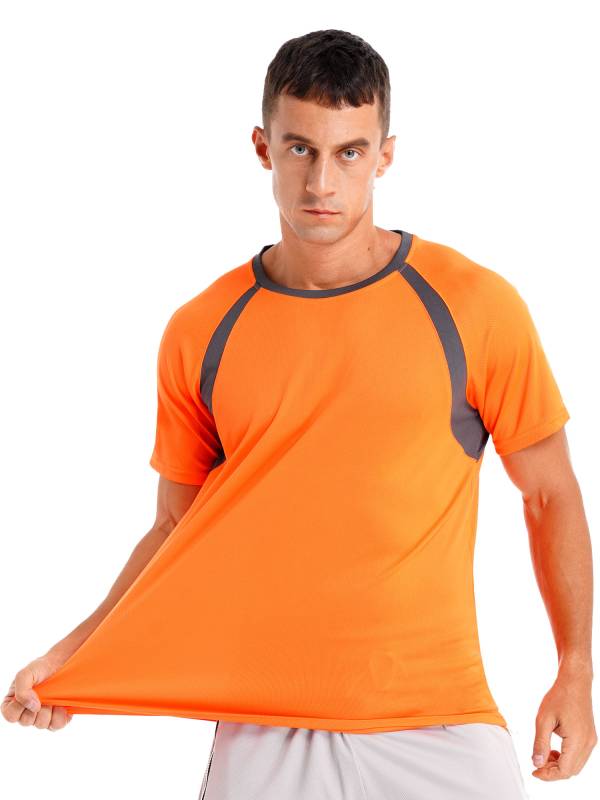 Men Quick-Drying Short Sleeve Breathable Round Neck Sports T-Shirt thumb