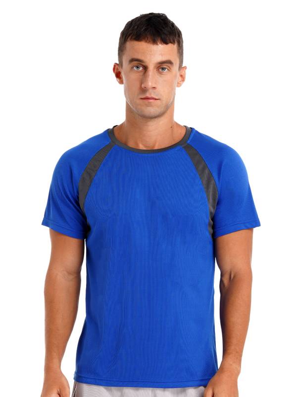 Men Quick-Drying Short Sleeve Breathable Round Neck Sports T-Shirt thumb