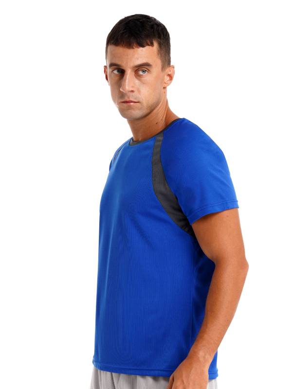 Men Quick-Drying Short Sleeve Breathable Round Neck Sports T-Shirt thumb
