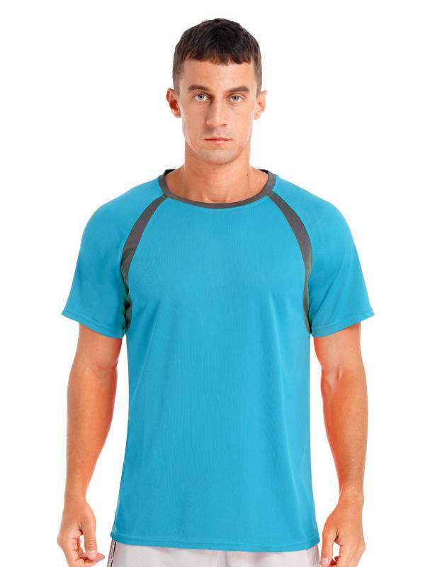Men Quick-Drying Short Sleeve Breathable Round Neck Sports T-Shirt thumb