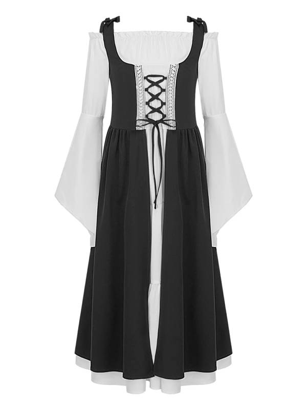 Kids Girls Medieval Renaissance Flare Sleeve Gown Dress thumb