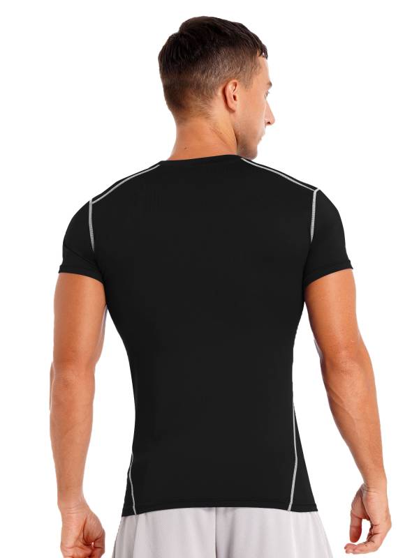 Men Solid Color Short Sleeve Quick-Dry Moisture Wicking Sports T-shirt thumb