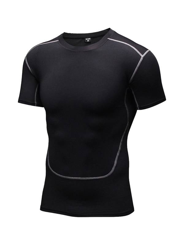 Men Solid Color Short Sleeve Quick-Dry Moisture Wicking Sports T-shirt thumb