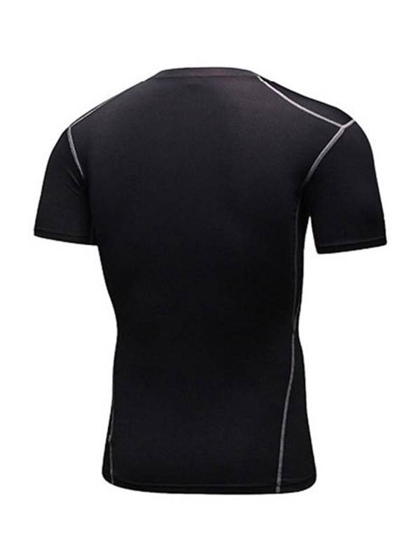 Men Solid Color Short Sleeve Quick-Dry Moisture Wicking Sports T-shirt thumb