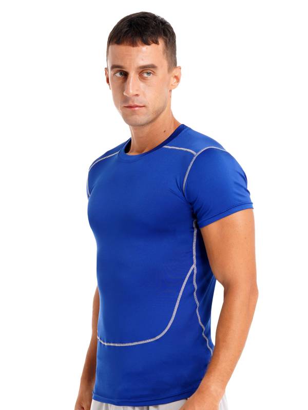 Men Solid Color Short Sleeve Quick-Dry Moisture Wicking Sports T-shirt thumb