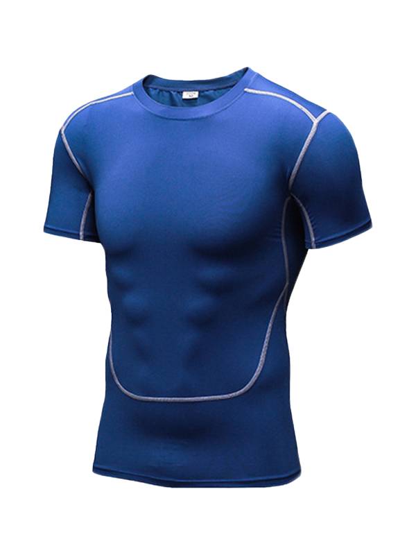 Men Solid Color Short Sleeve Quick-Dry Moisture Wicking Sports T-shirt thumb