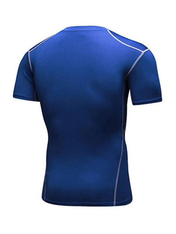Men Solid Color Short Sleeve Quick-Dry Moisture Wicking Sports T-shirt thumb