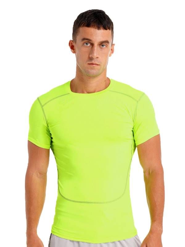 Men Solid Color Short Sleeve Quick-Dry Moisture Wicking Sports T-shirt thumb